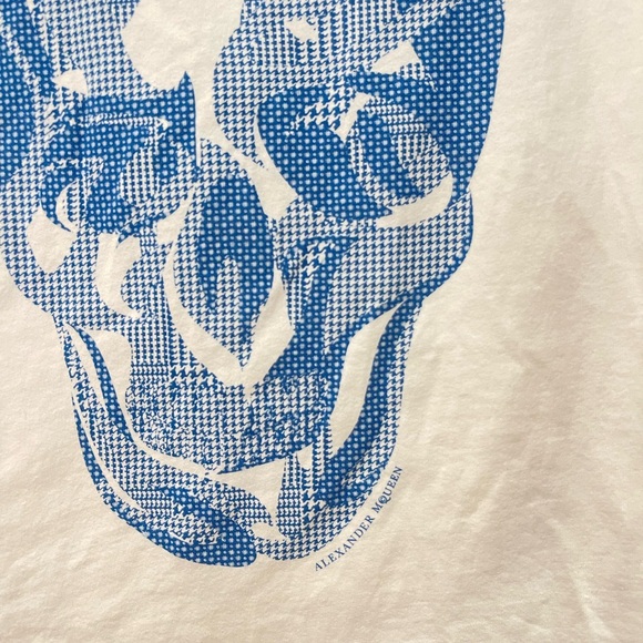 Alexander McQueen White Blue Skull Tee - Picture 4 of 5